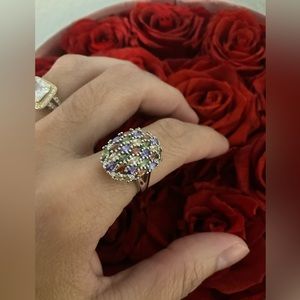 Multicolor Stone Ring Sterling Silver 925 Size 5.5